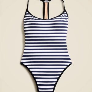 Striped Navy and White Women's Swimsuit NWOT Size 6
